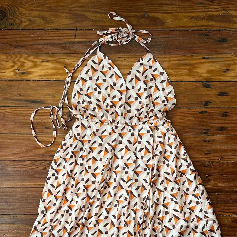 NWT Sweet Lemon boutique maxi dress w tie-up halter Small
